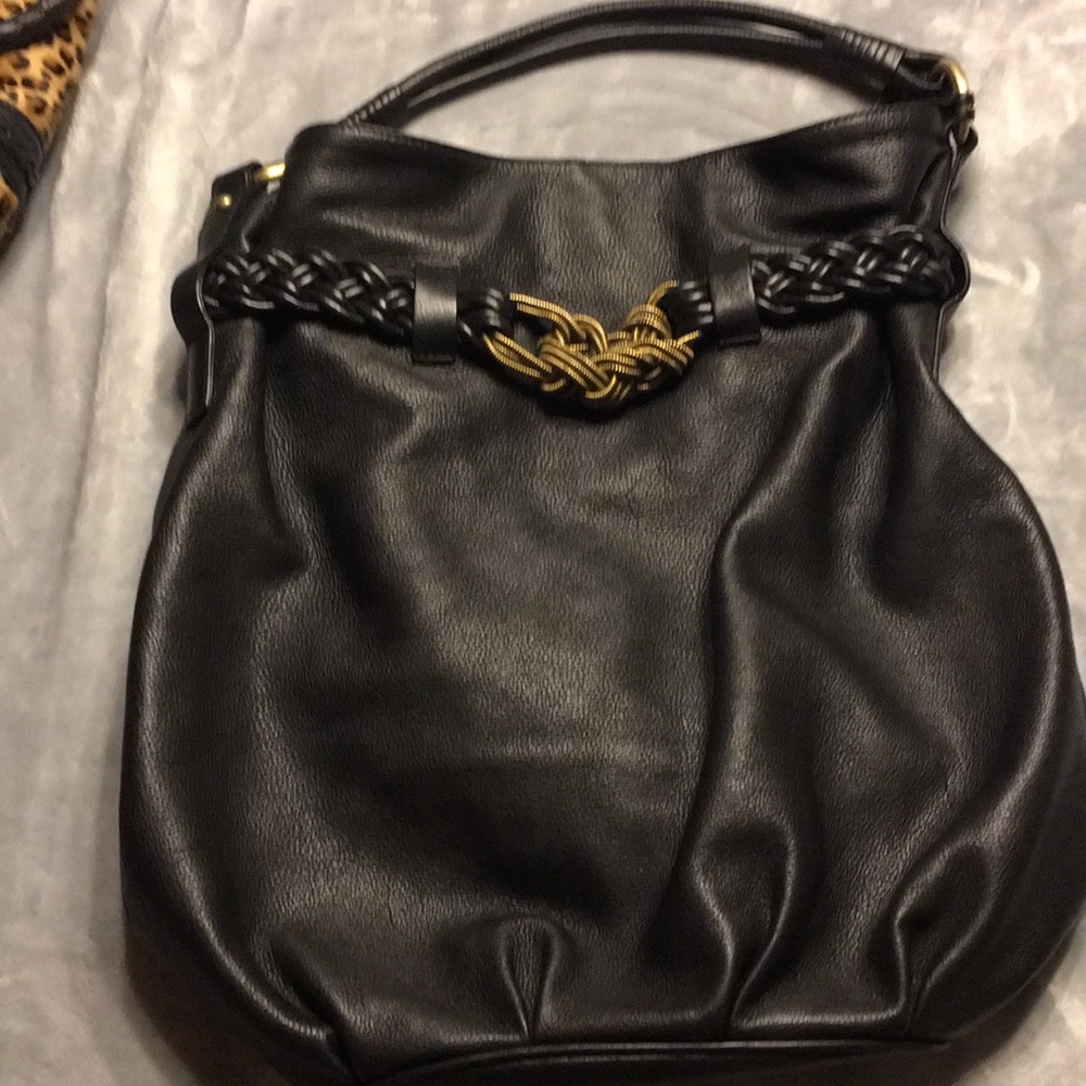 Aqua Madonna bucket style leather handbag